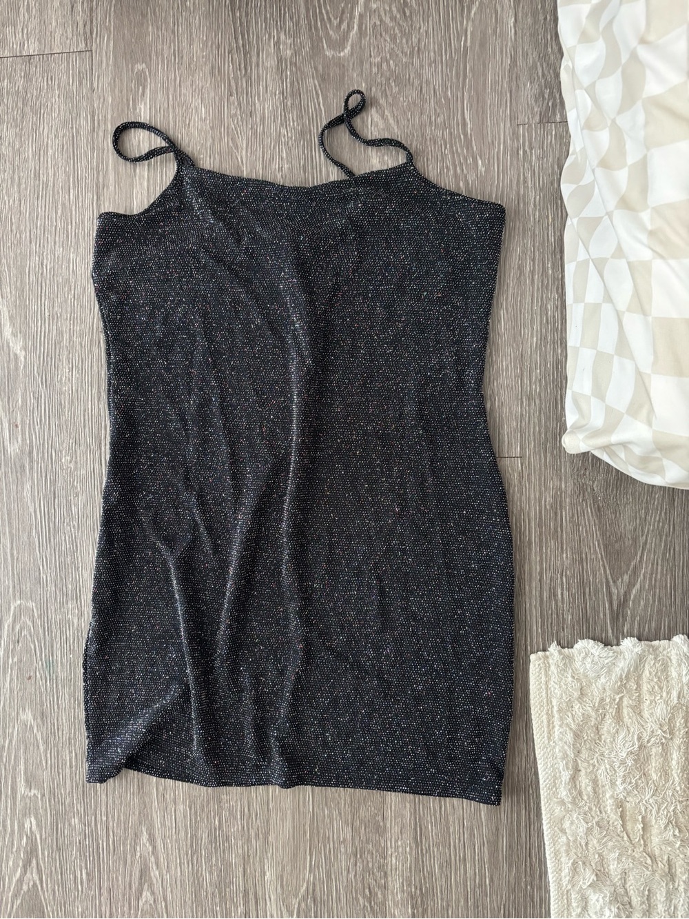 BP Nordstrom: Special Night Black Glitter Spaghetti Strap slip mini dress